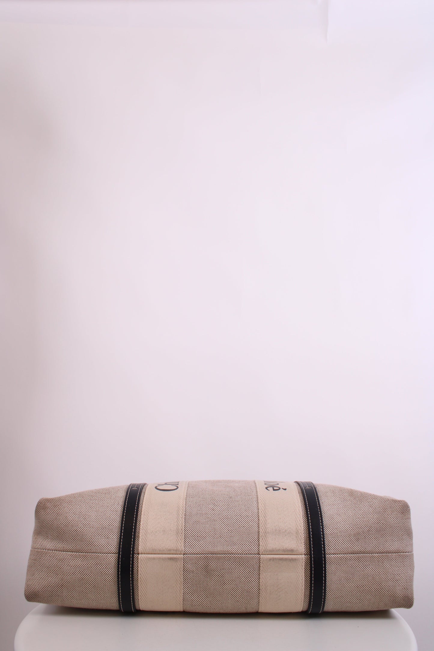 Chloe Woody Logo Canvas Tote Bag Beige Large | O/S, Beige