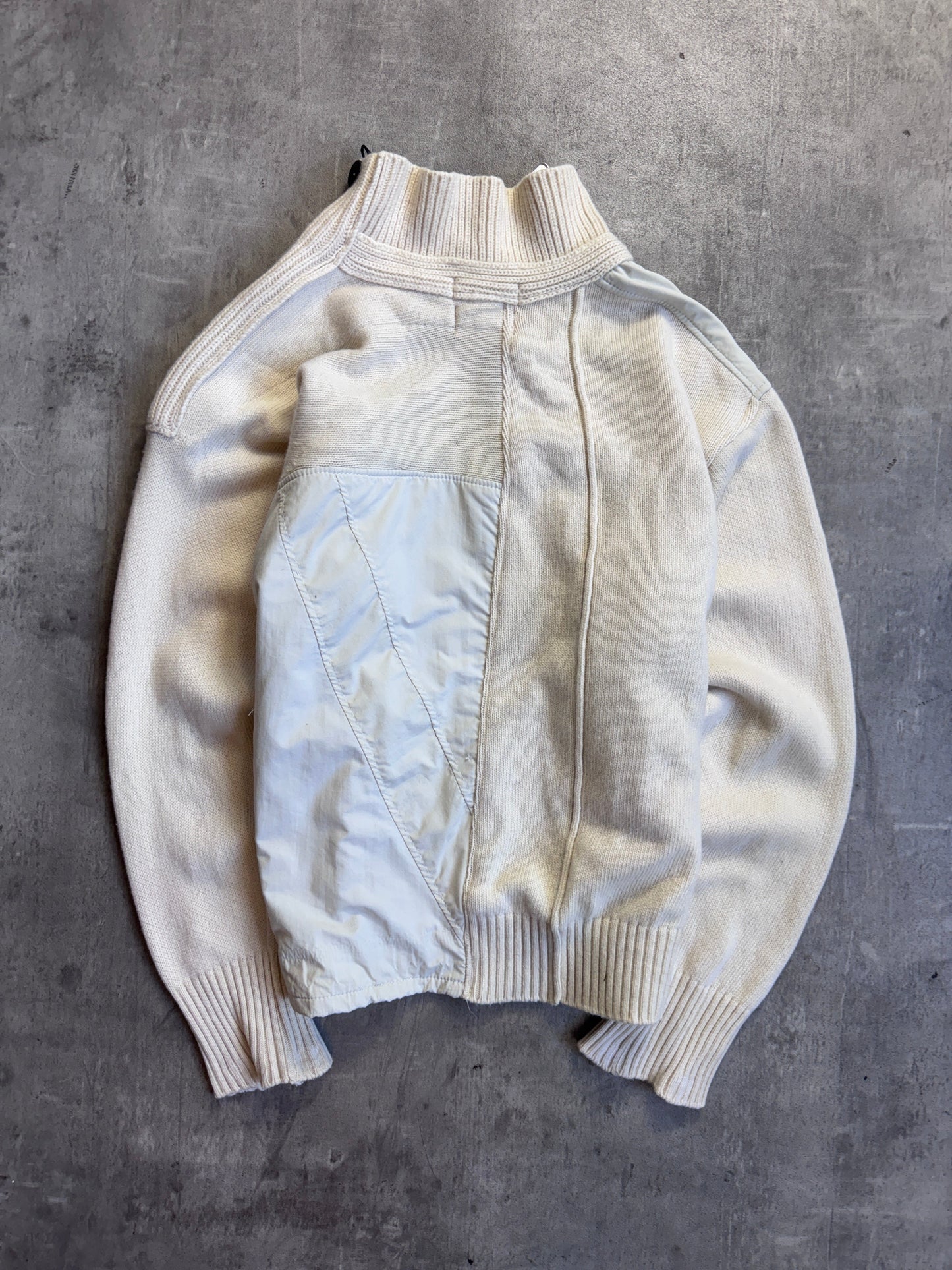 VT Rework: 2008 Stone Island Cream Wool Hybrid Knit Sweater