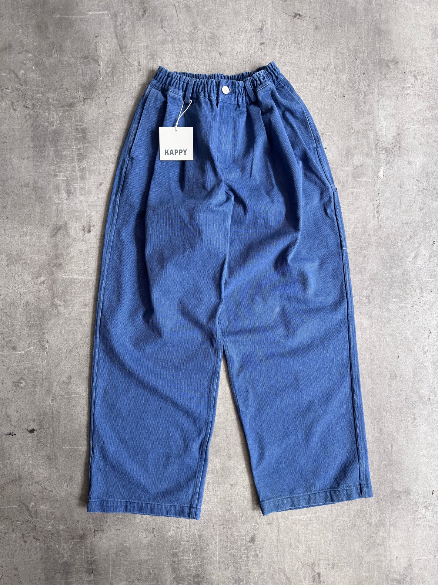 Kappy Korea Two Tuck Pleated Kation Pants - Blue | Medium, Multicoloured