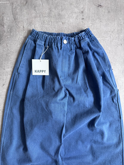 Kappy Korea Two Tuck Pleated Kation Pants - Blue | Medium, Multicoloured