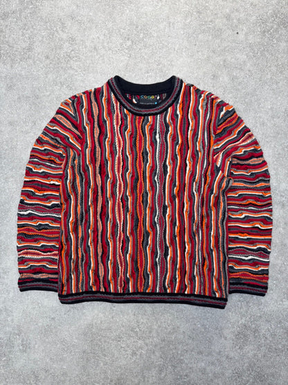 Coogi Multicolour 3D Knit Pattern Wool Sweater