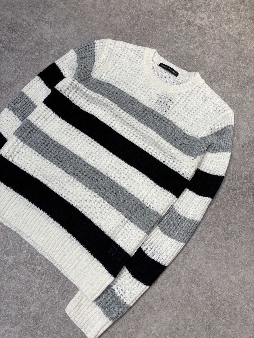 Tete Homme Bold Strip Knit Sweater