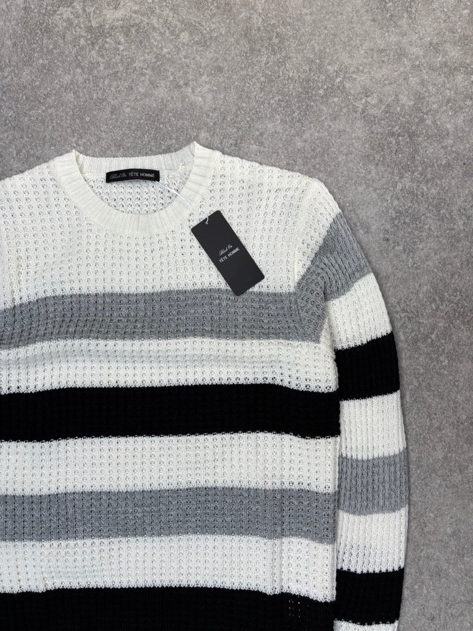 Tete Homme Bold Strip Knit Sweater