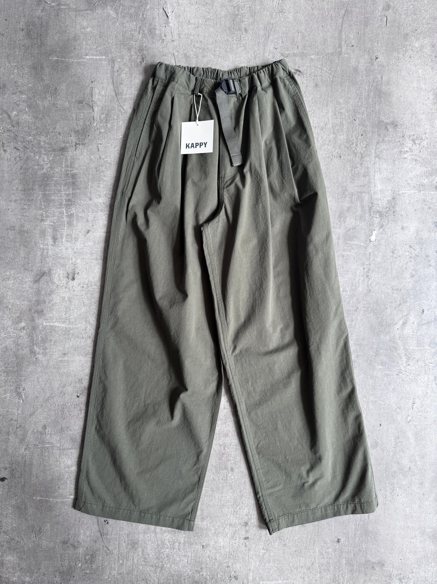 Kappy Korea Two Tuck Pleated Wide Pants - Khaki | O/S, Khaki