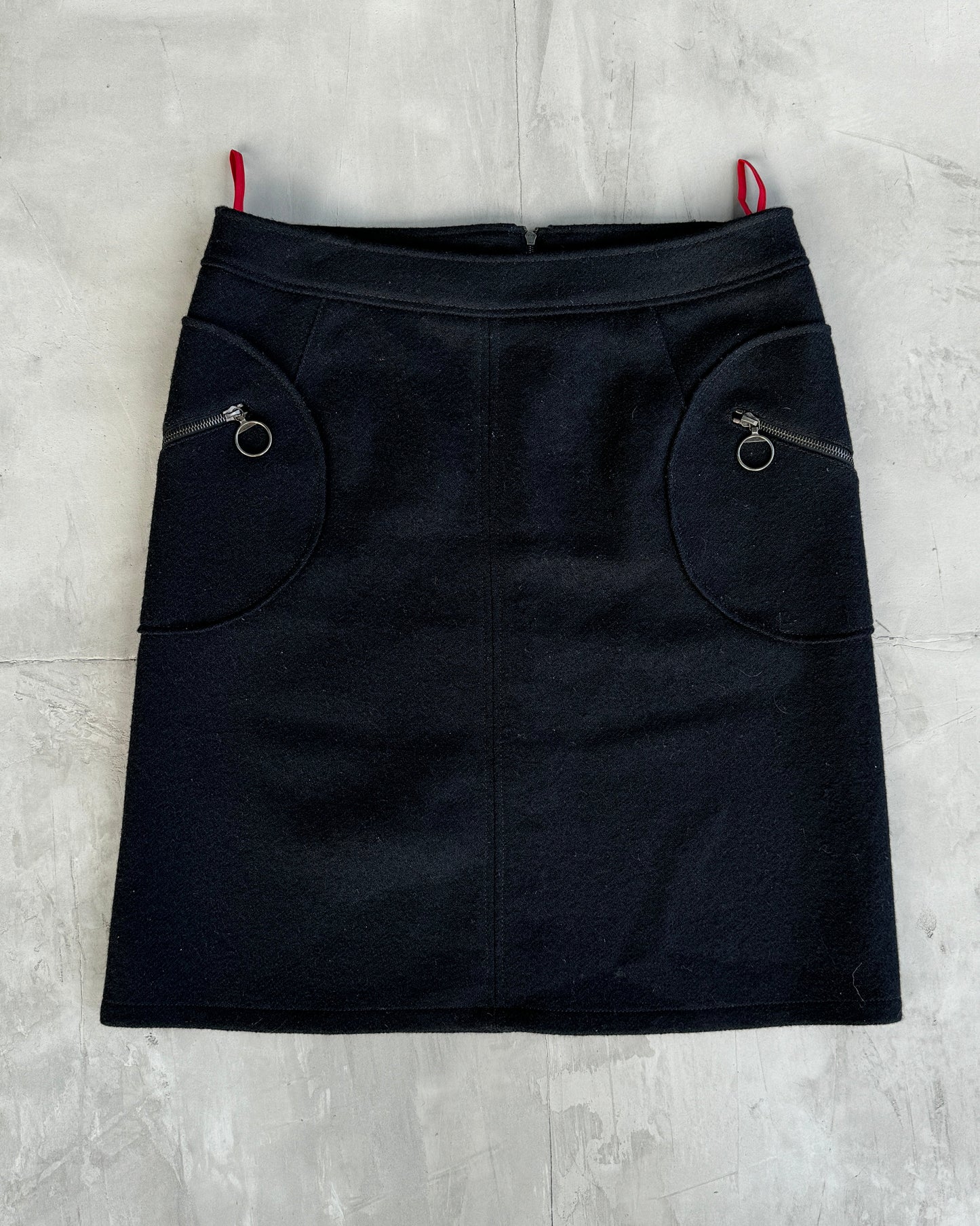 PRADA SPORT 2000'S BLACK WOOL MIDI SKIRT - M/L