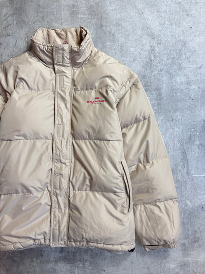 Balenciaga Sports Beige Removable Arms Red Stripe Detailed Puffer