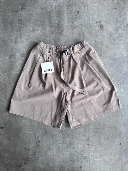 Kappy Korea Two Tuck Pleated Wide Half Pants - Beige | O/S, Beige
