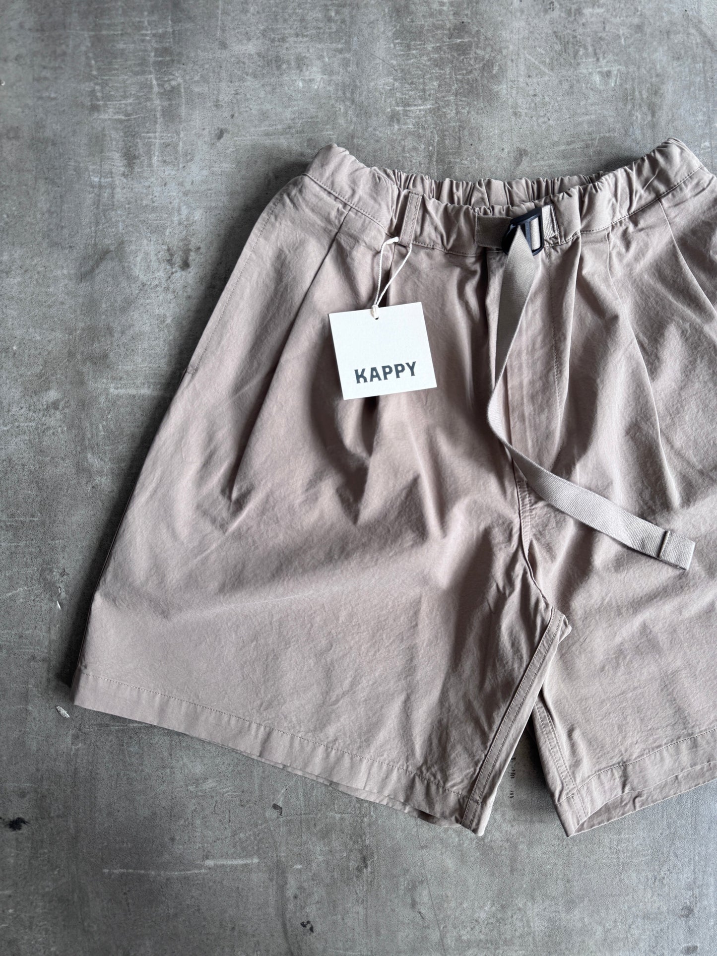Kappy Korea Two Tuck Pleated Wide Half Pants - Beige | O/S, Beige