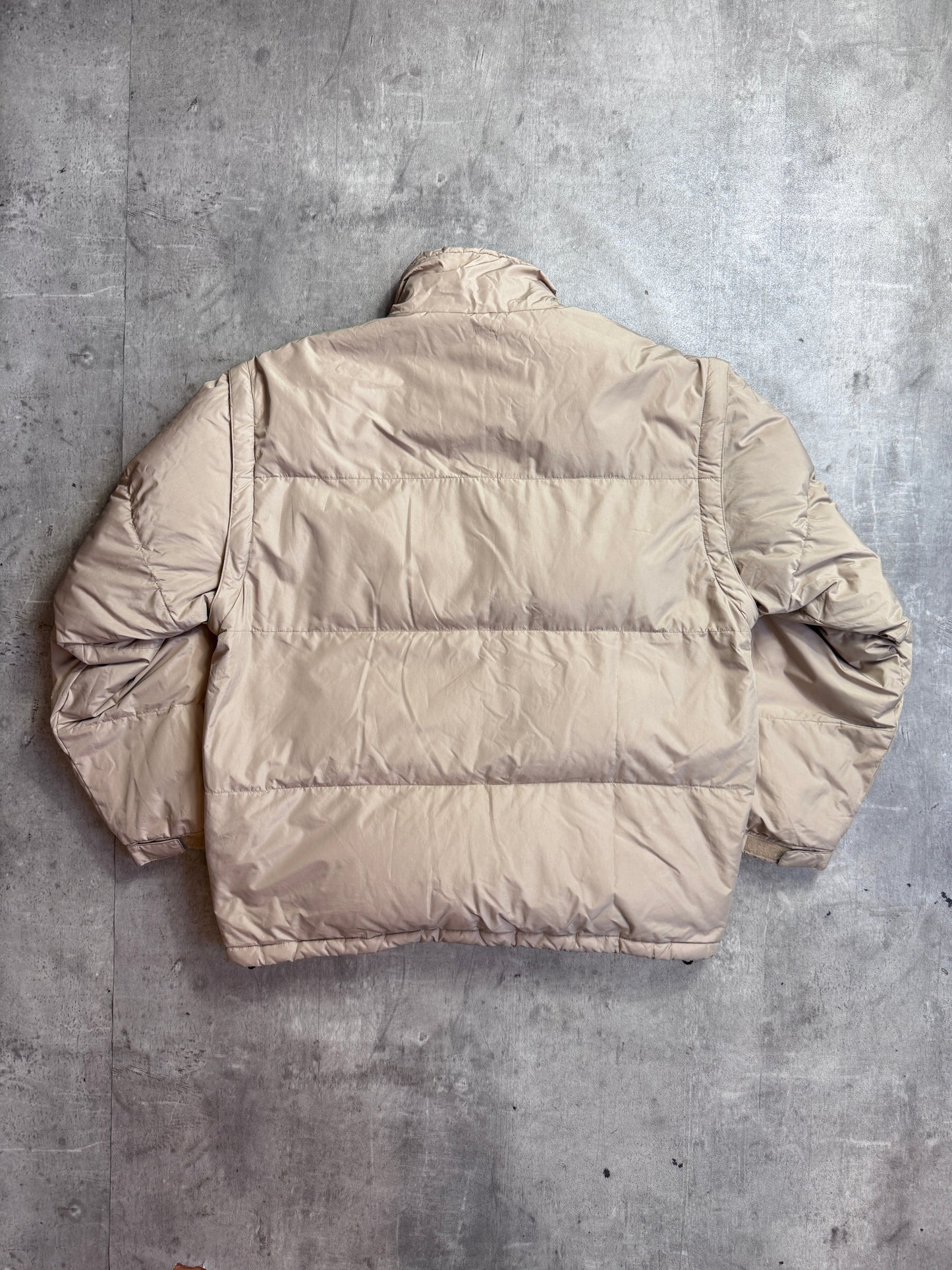 Balenciaga Sports Beige Removable Arms Red Stripe Detailed Puffer