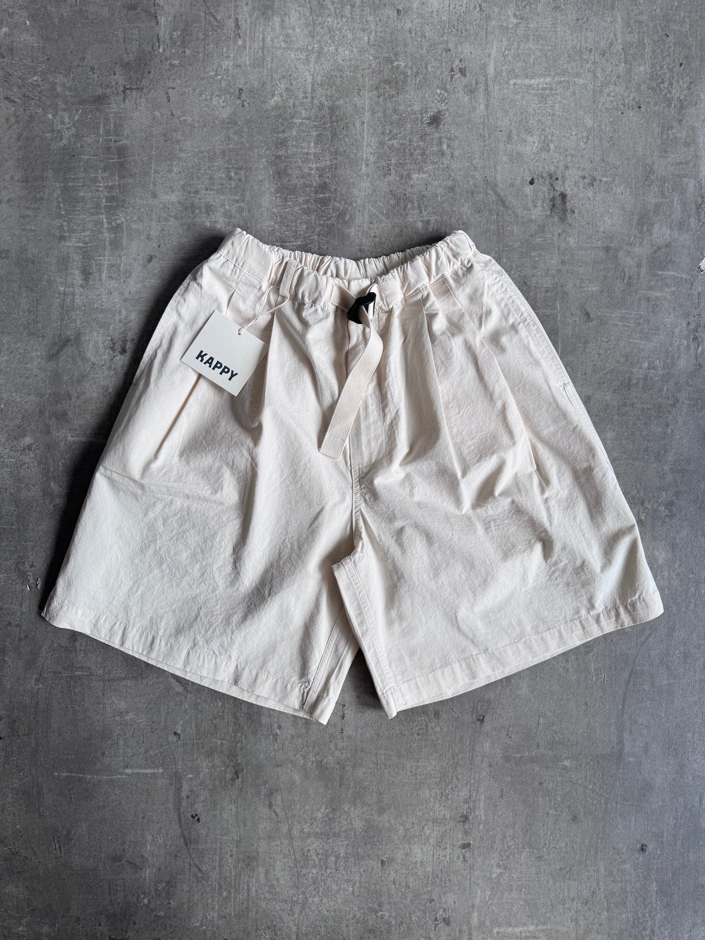 Kappy Korea Two Tuck Pleated Wide Half Pants - Cream | O/S, Multicoloured