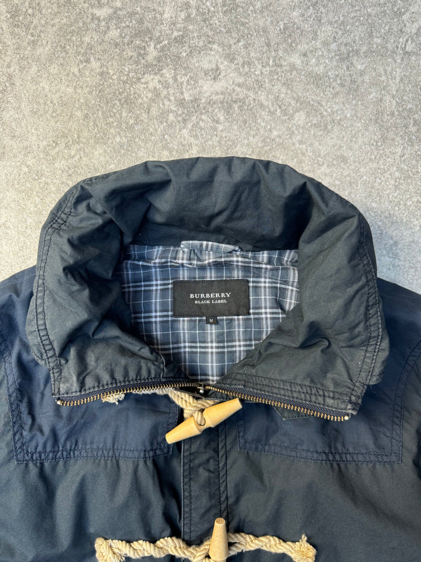 Burberry Black Label Navy Hooded Toggle Parka Jacket