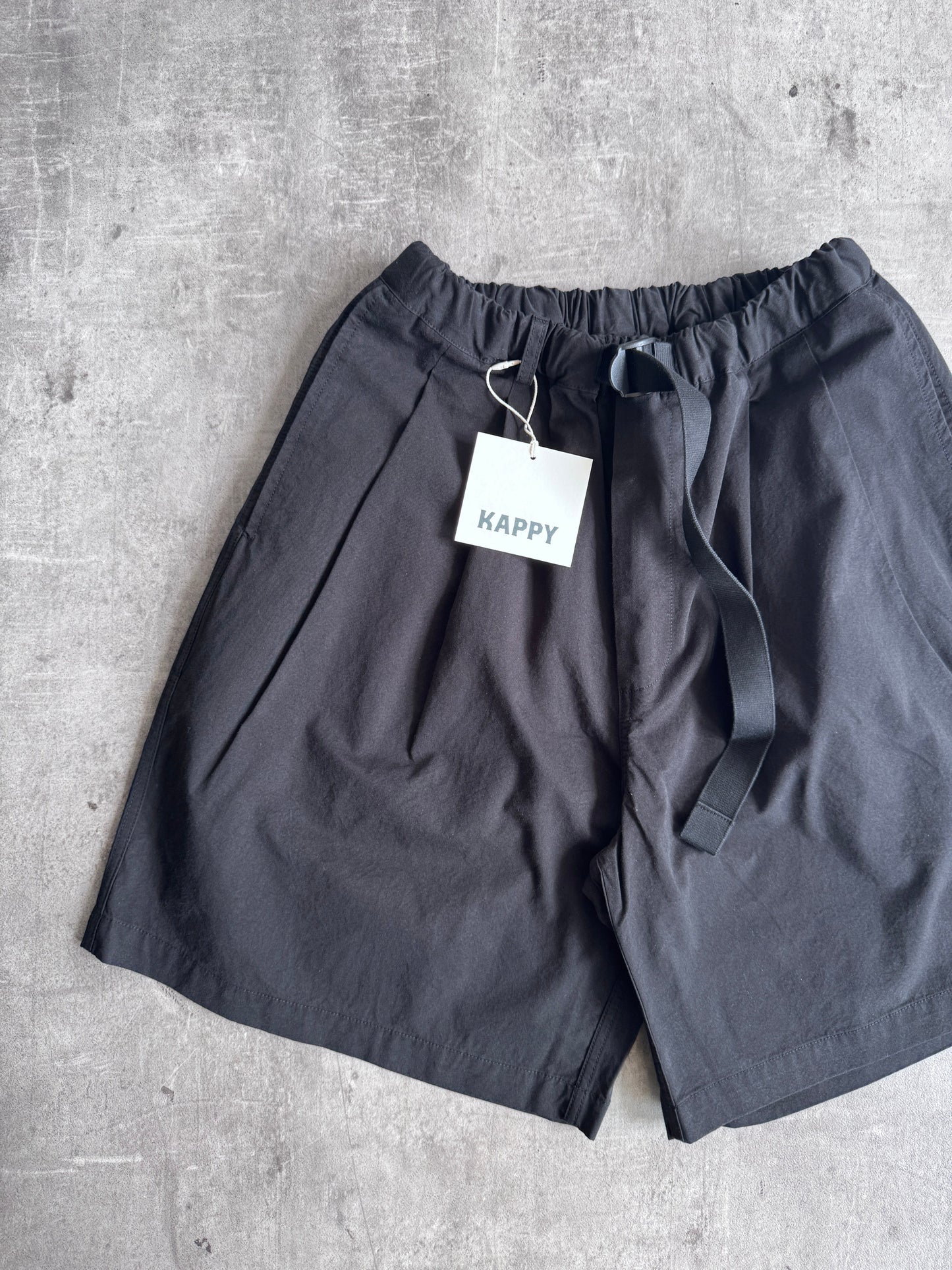 Kappy Korea Two Tuck Pleated Wide Half Pants - Black | ONE SIZE, Black