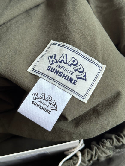 Kappy Korea Two Tuck Pleated Wide Half Pants - Khaki | O/S, Multicoloured