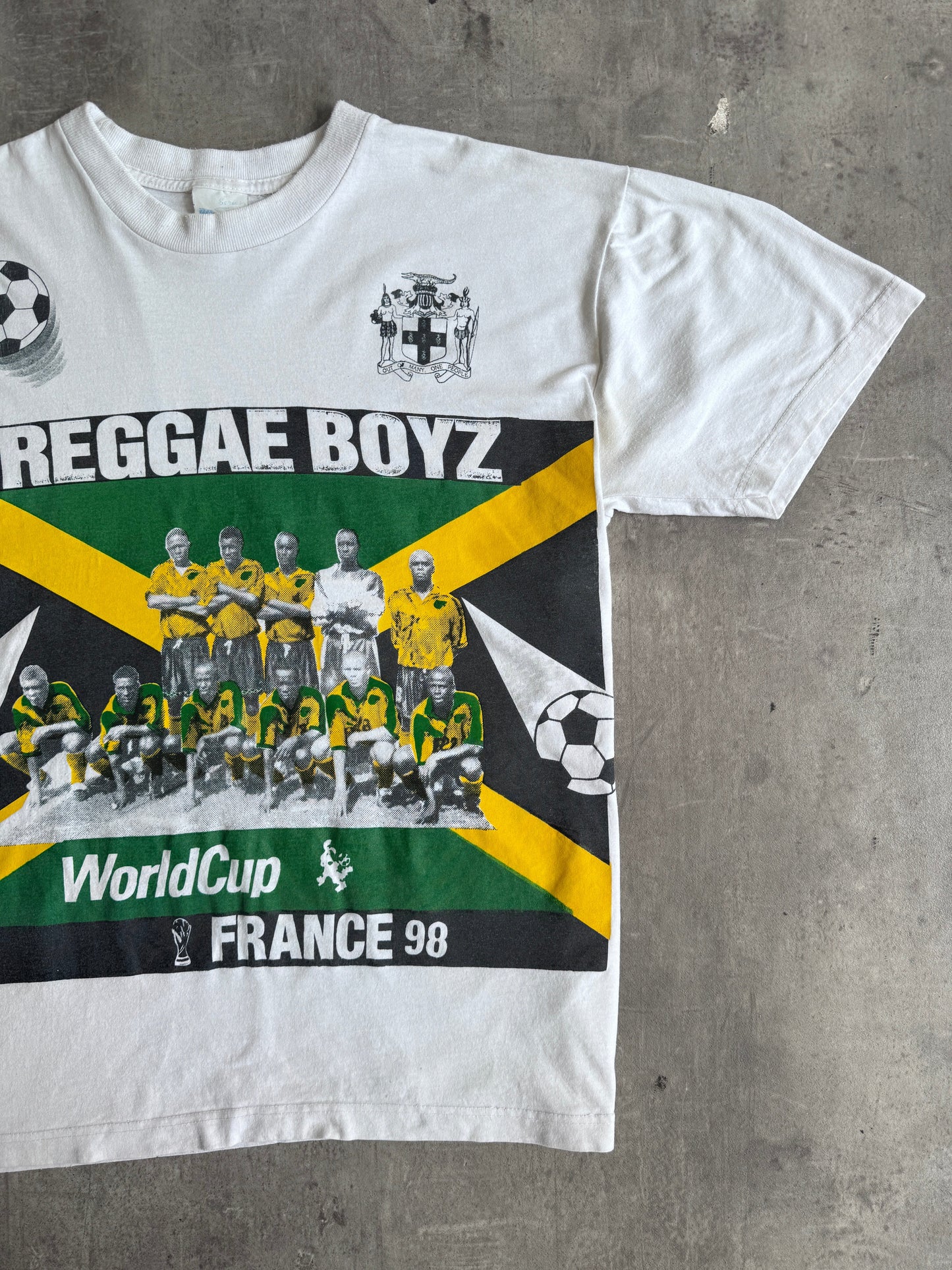 1998 France World Cup 'Reggae Boyz' Jamaica Graphic Tee | Large, Multicoloured