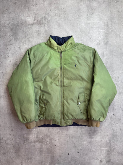 Ralph Lauren Khaki Reversible Poly Navy Lined Down Bomber