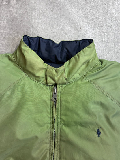 Ralph Lauren Khaki Reversible Poly Navy Lined Down Bomber