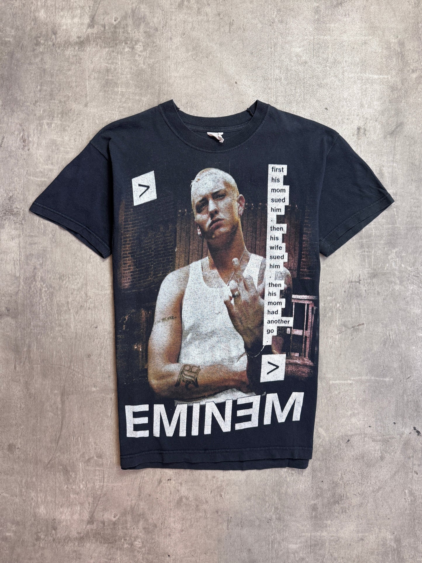 Early 2000s Eminem Lawsuit Black Graphic Tee