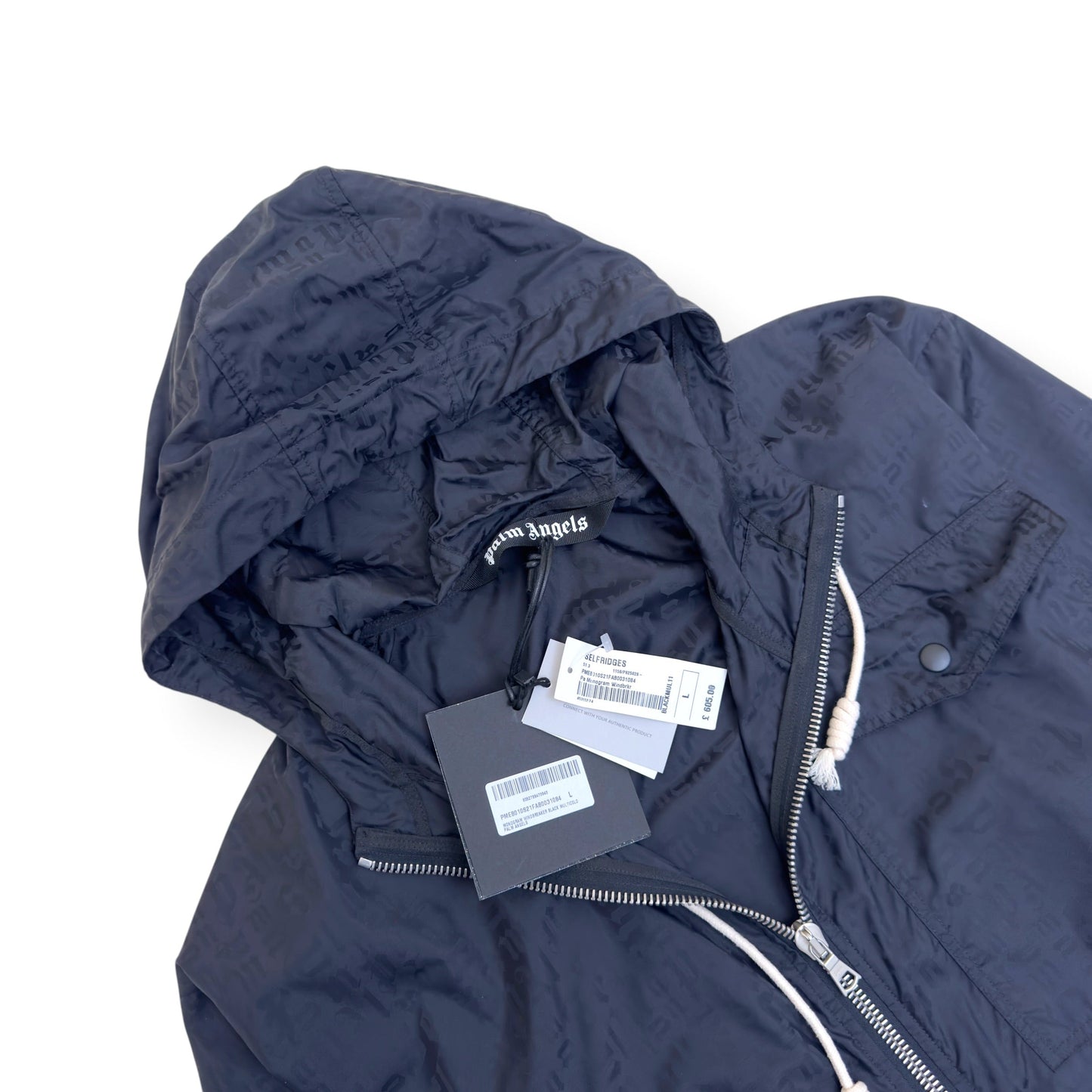 PALM ANGELS MONOGRAM WINDBREAKER JACKET BLACK L | Default Title, Black