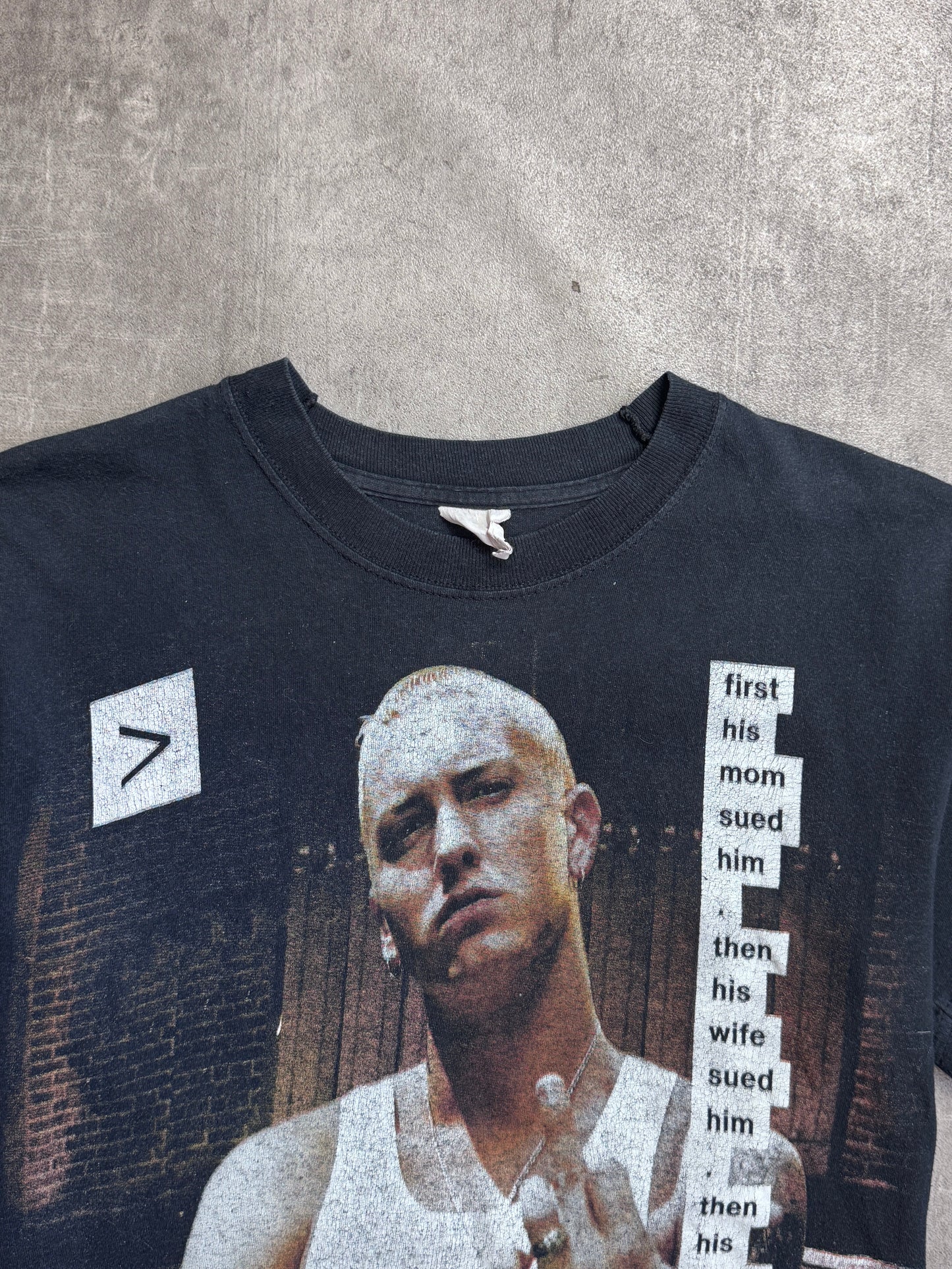 Early 2000s Eminem Lawsuit Black Graphic Tee
