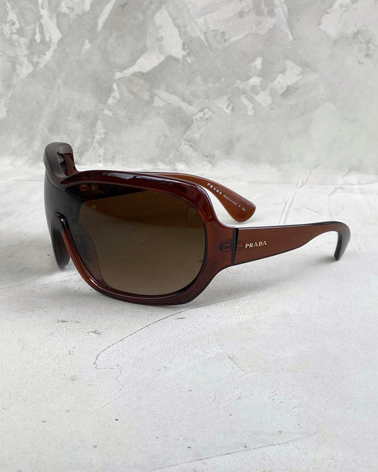 PRADA FW2011 OVERSIZED WRAP SUNGLASSES | O/S, Brown