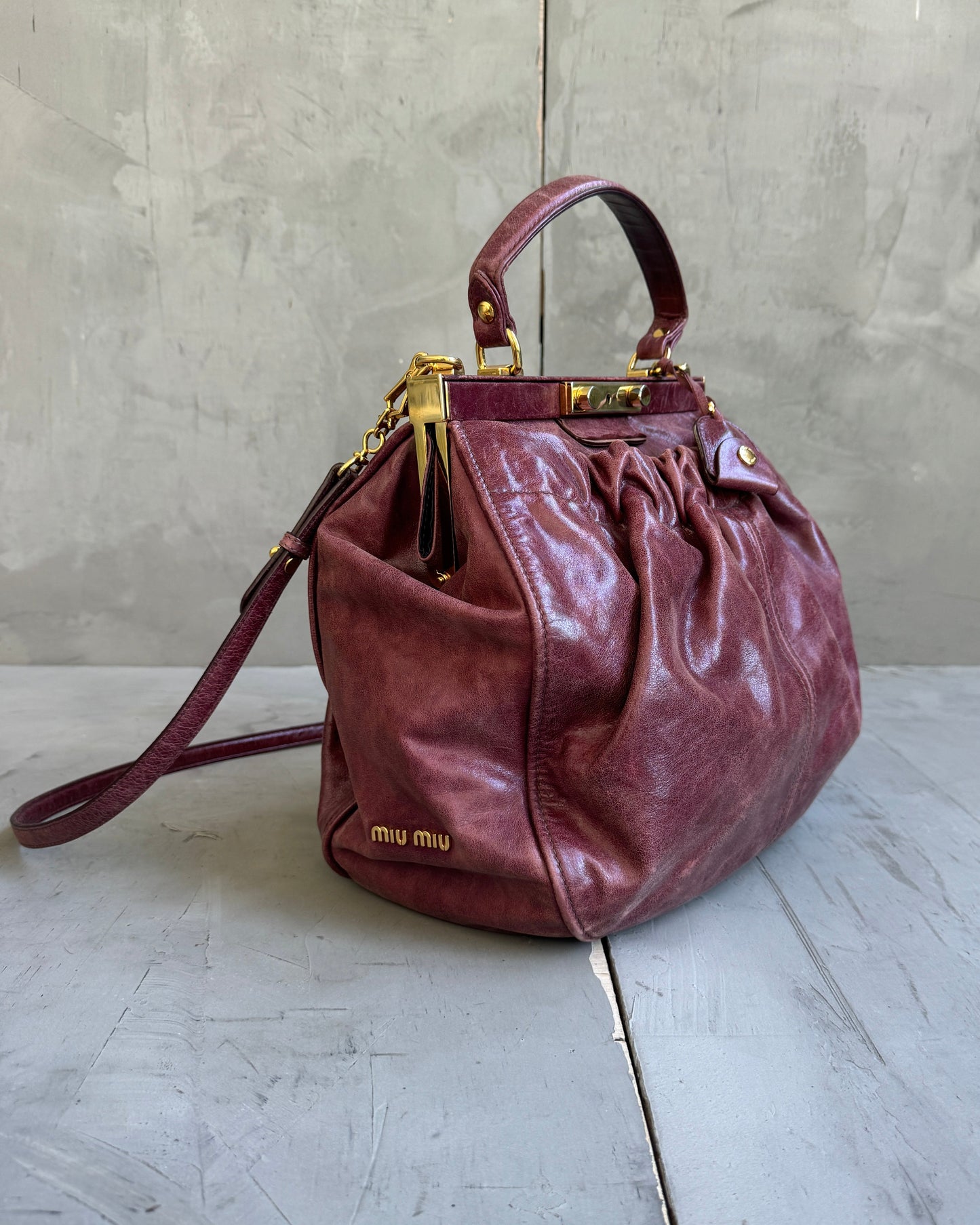 Miu Miu Red Leather Shoulder Bag