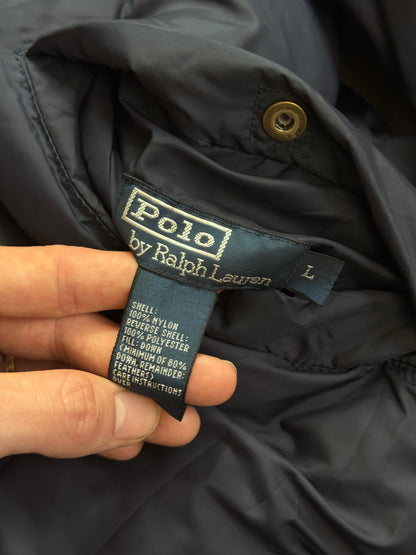 Ralph Lauren Khaki Reversible Poly Navy Lined Down Bomber