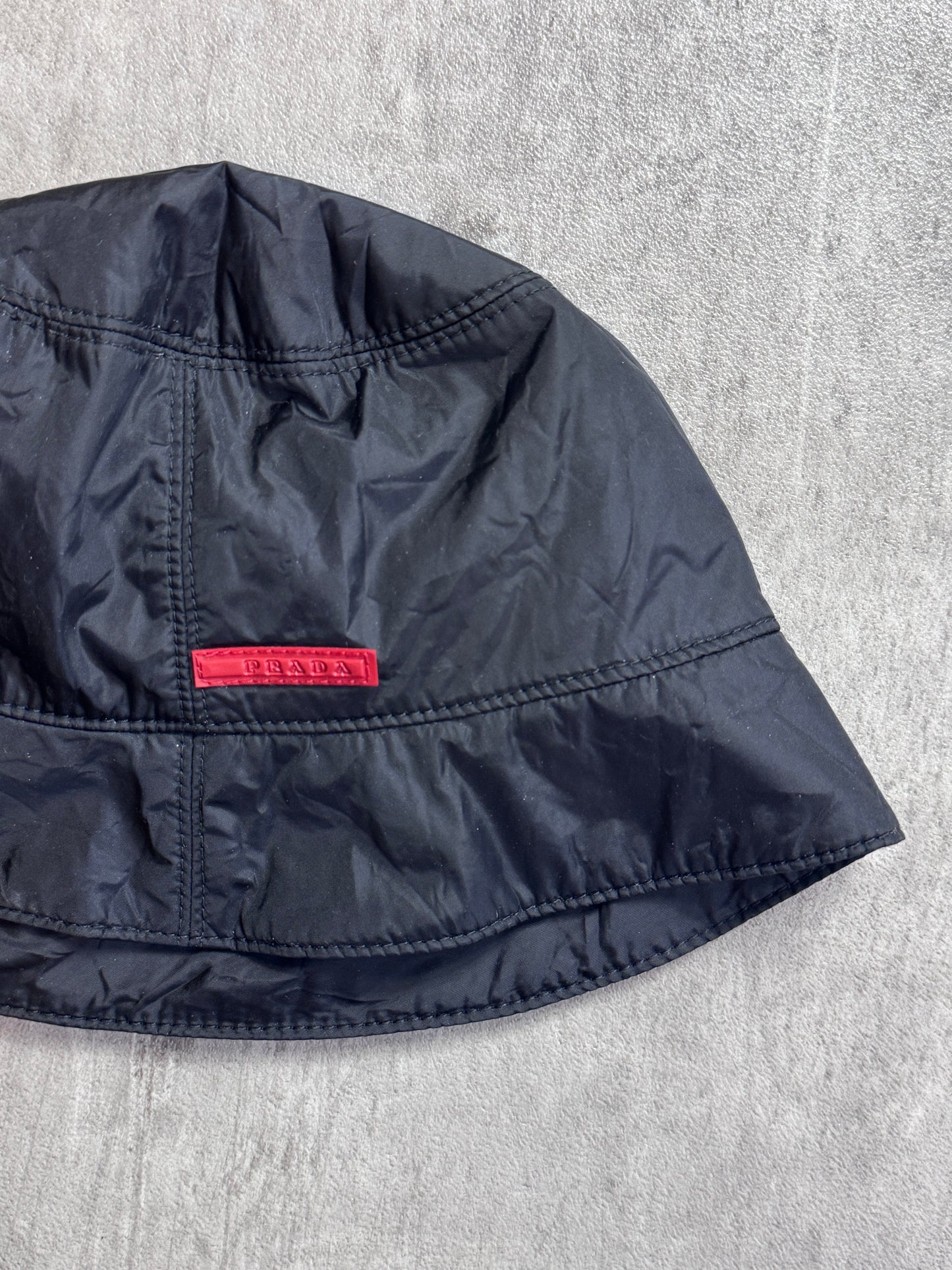 Prada Black Poly Tech Bucket Hat