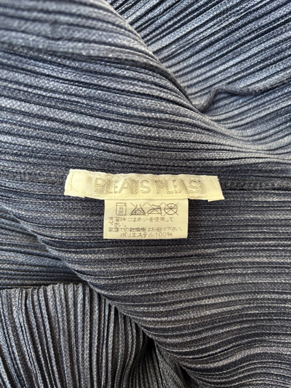 Issey Miyake Pleated Please Glitter Trimmed Navy Pleated Blazer