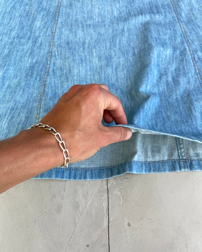 MIU MIU DENIM MAXI SKIRT & LACE UP TOP SET - M