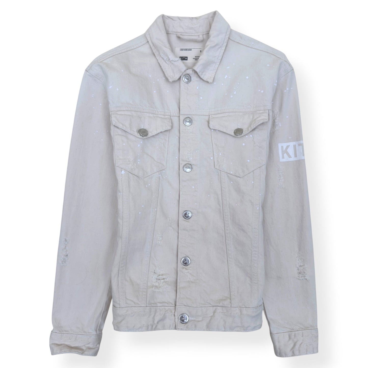 KITH DISTRESSED DENIM JACKET ECRU S | Small, Ecru