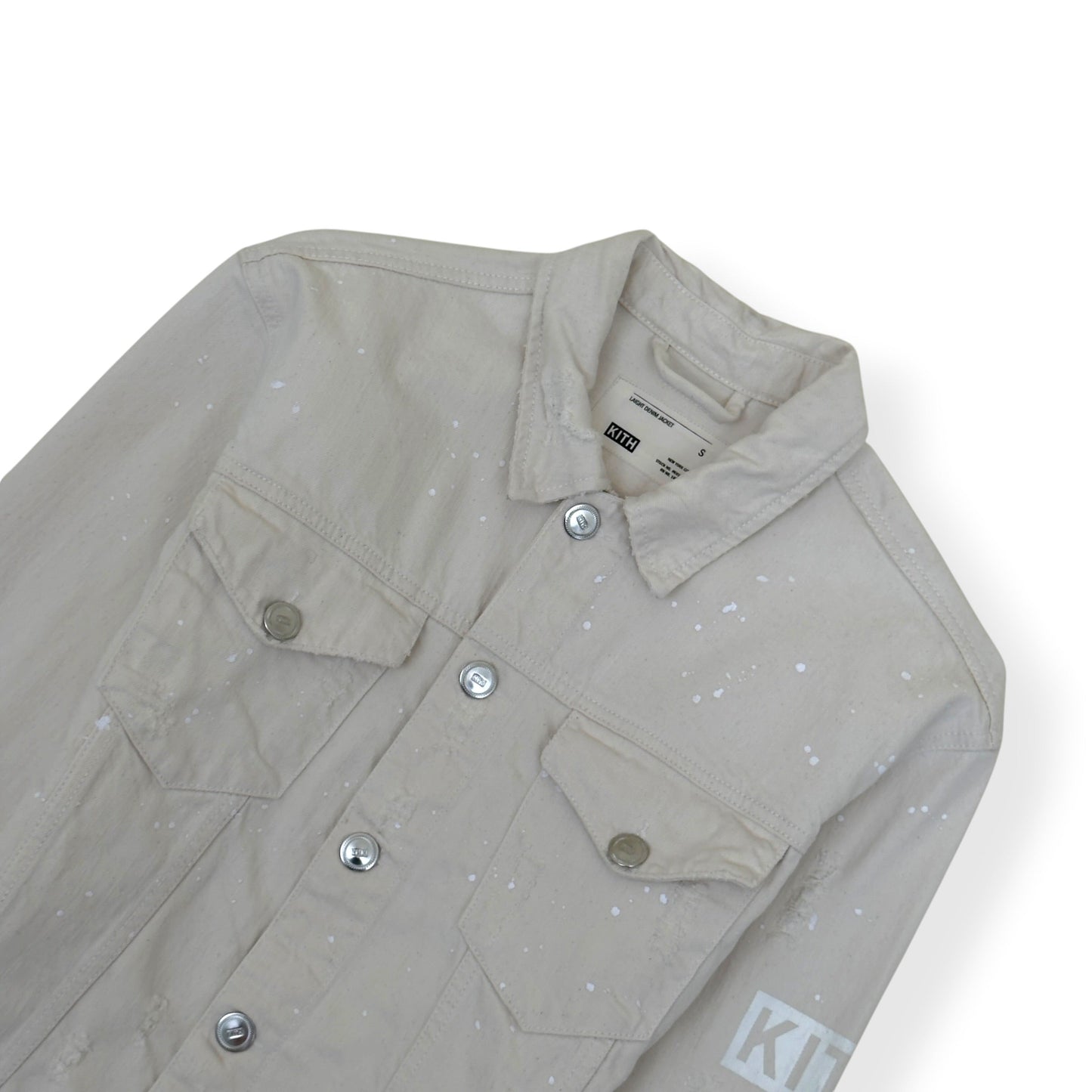 KITH DISTRESSED DENIM JACKET ECRU S | Small, Ecru