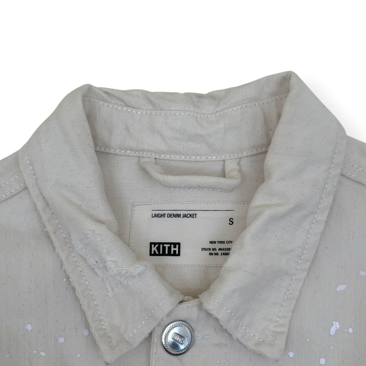KITH DISTRESSED DENIM JACKET ECRU S | Small, Ecru