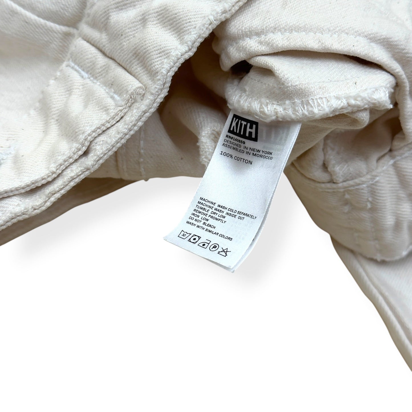 KITH DISTRESSED DENIM JACKET ECRU S | Small, Ecru
