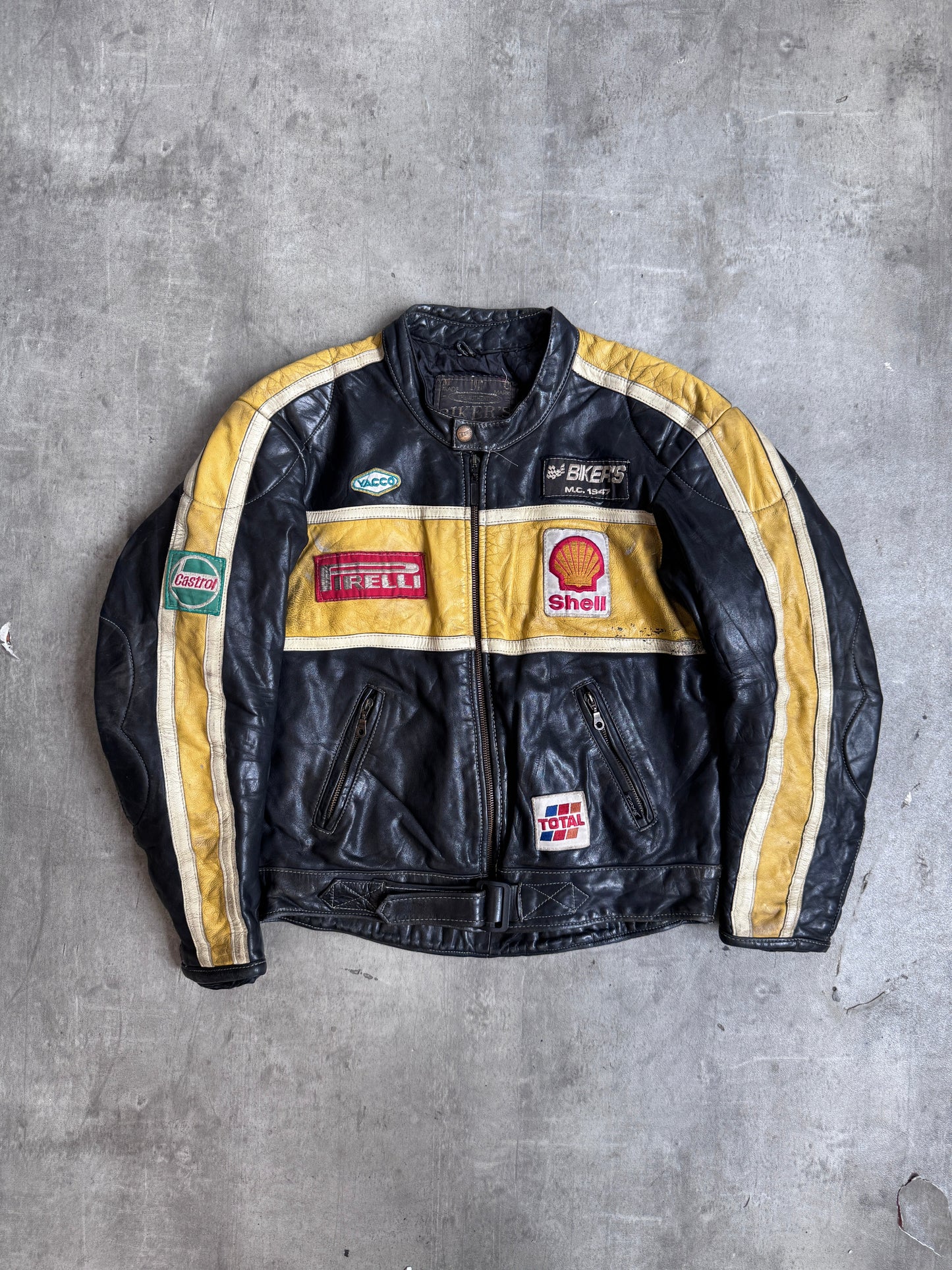 1990s Bumblebee Shell Leather Moto Jacket | Medium, Multicoloured