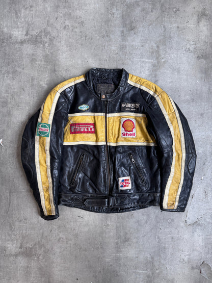 1990s Bumblebee Shell Leather Moto Jacket | Medium, Multicoloured
