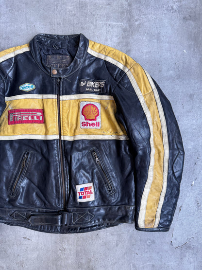 1990s Bumblebee Shell Leather Moto Jacket | Medium, Multicoloured