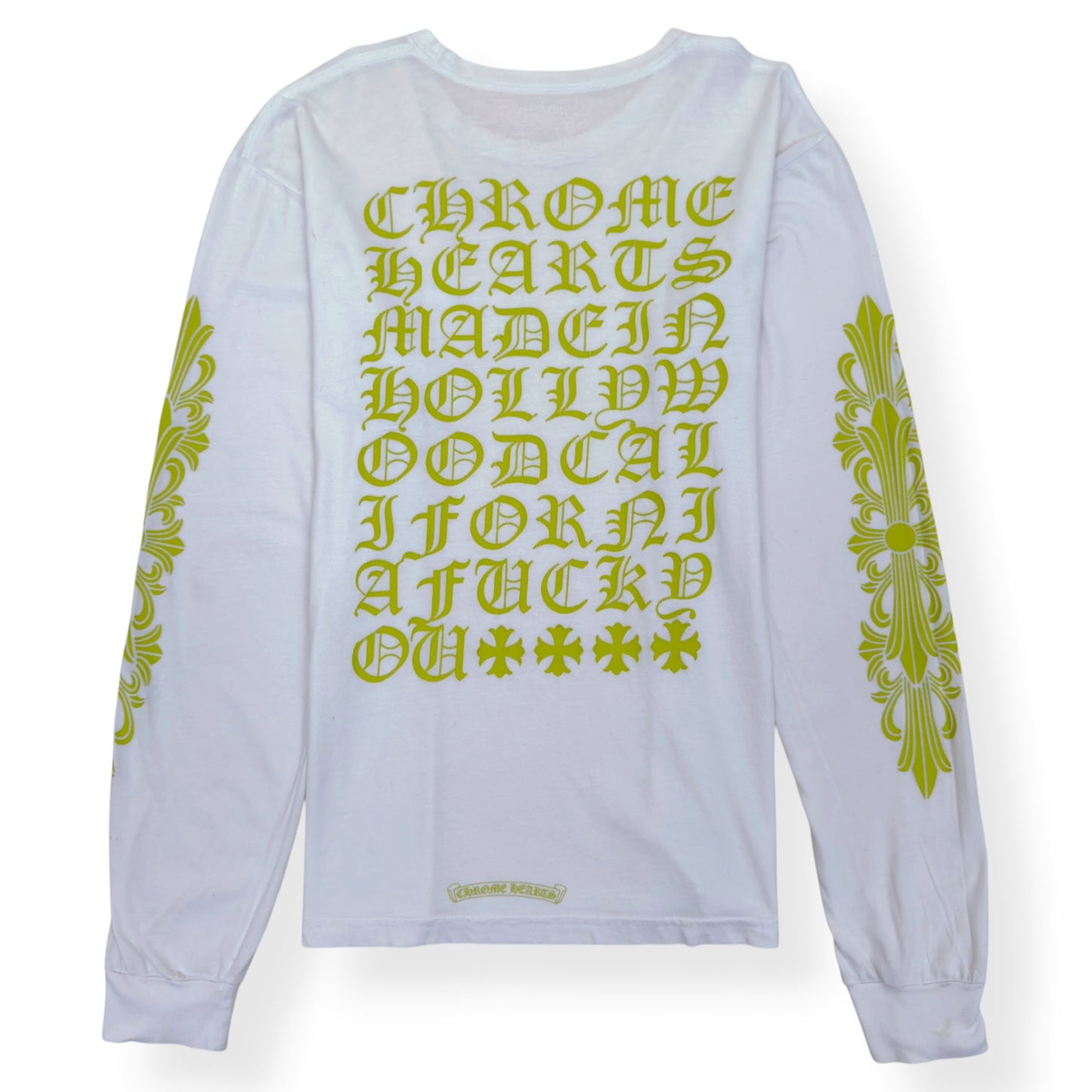 CHROME HEARTS MADE IN HOLLYWOOD VERTICAL LOGO T-SHIRT WHITE / YELLOW XL | XL, White