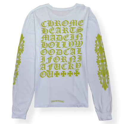 CHROME HEARTS MADE IN HOLLYWOOD VERTICAL LOGO T-SHIRT WHITE / YELLOW XL | XL, White