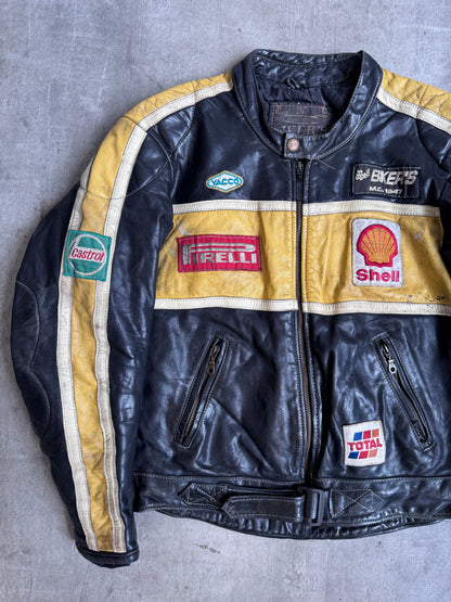 1990s Bumblebee Shell Leather Moto Jacket | Medium, Multicoloured