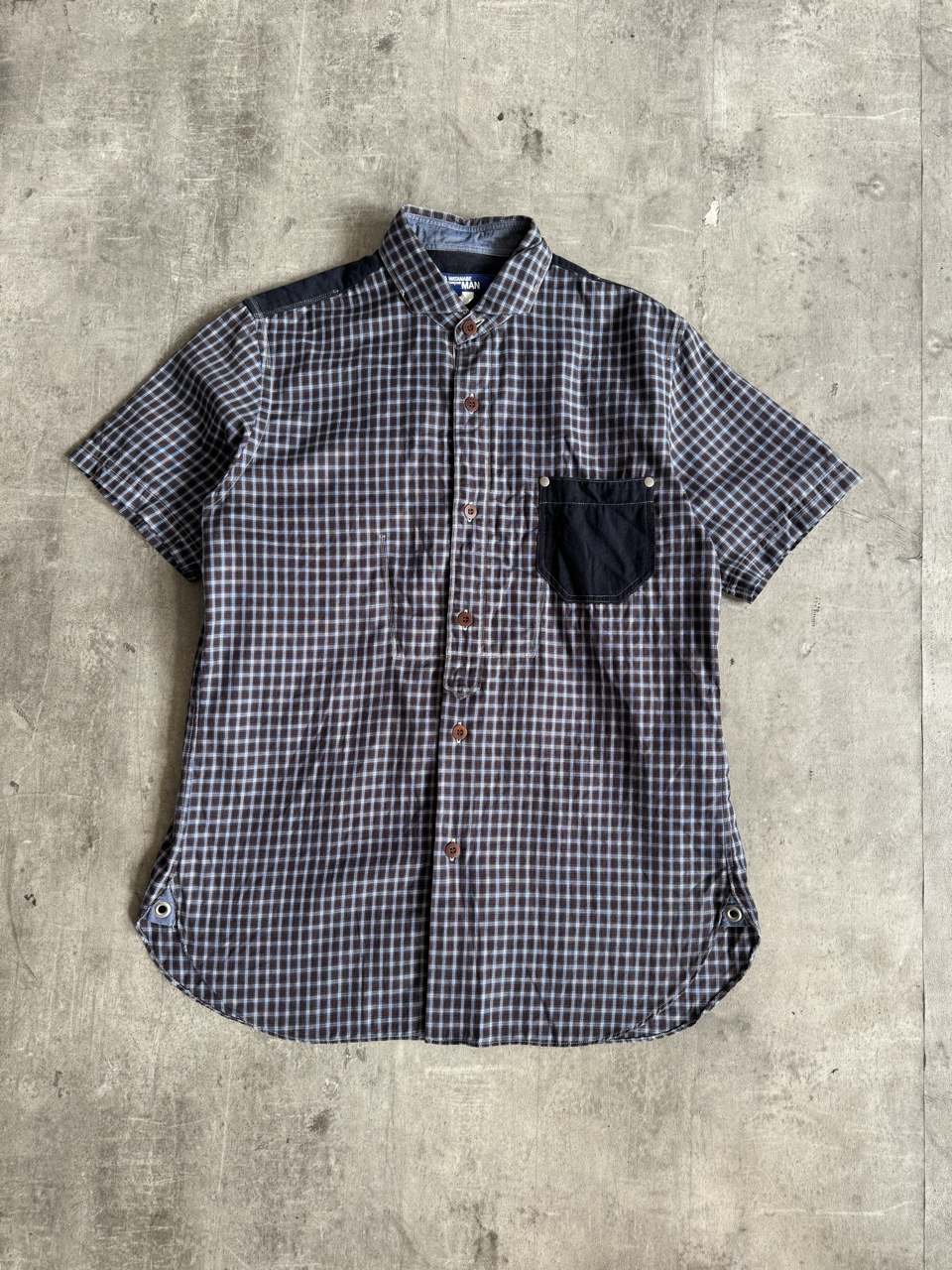 Junya Watanabe MAN By Comme Des Garcons Grid Check Patchpocket SS Shirt | Small, Multicoloured