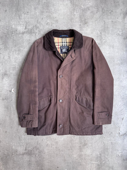 1990s Burberry Brown Cord Collar Hunting Jacket | Extra Large, Multicoloured