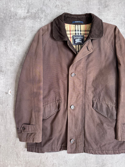 1990s Burberry Brown Cord Collar Hunting Jacket | Extra Large, Multicoloured