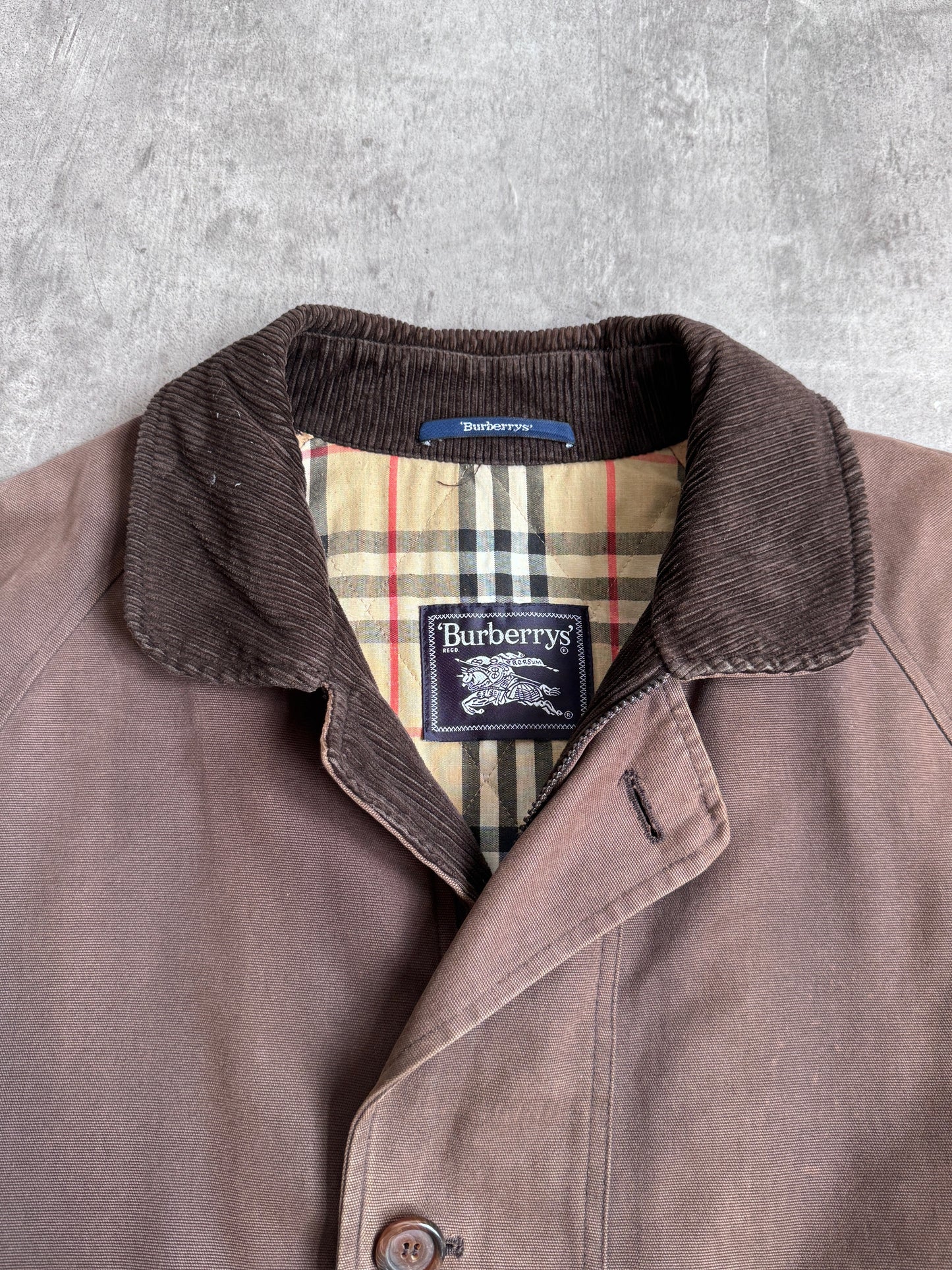 1990s Burberry Brown Cord Collar Hunting Jacket | Extra Large, Multicoloured