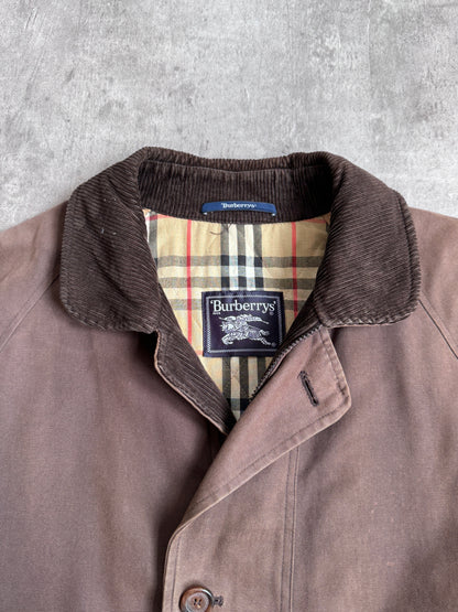 1990s Burberry Brown Cord Collar Hunting Jacket | Extra Large, Multicoloured