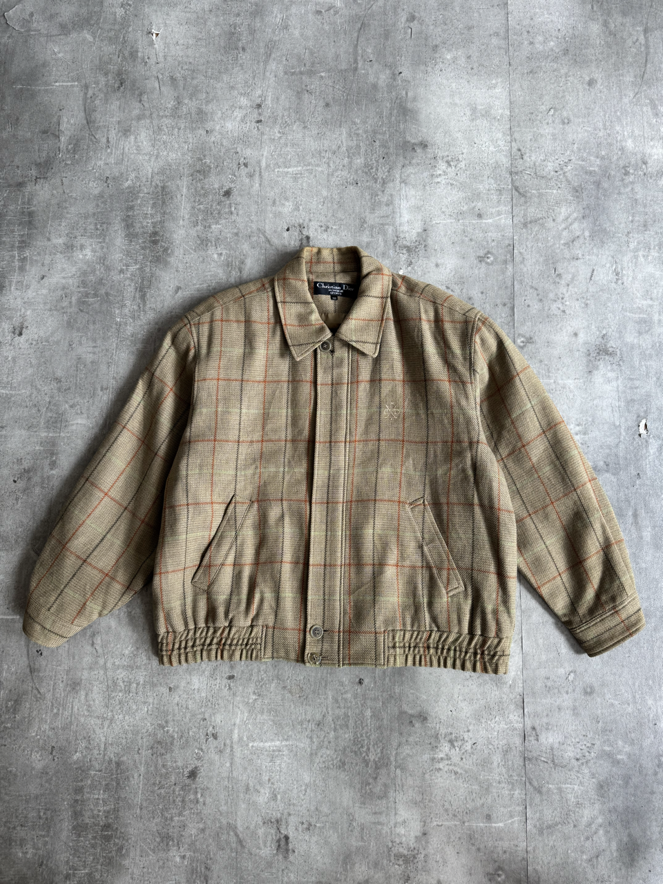 1980's Christian Dior Monsieur Sports Woven Check Bomber Jacket | Extra Large, Multicoloured