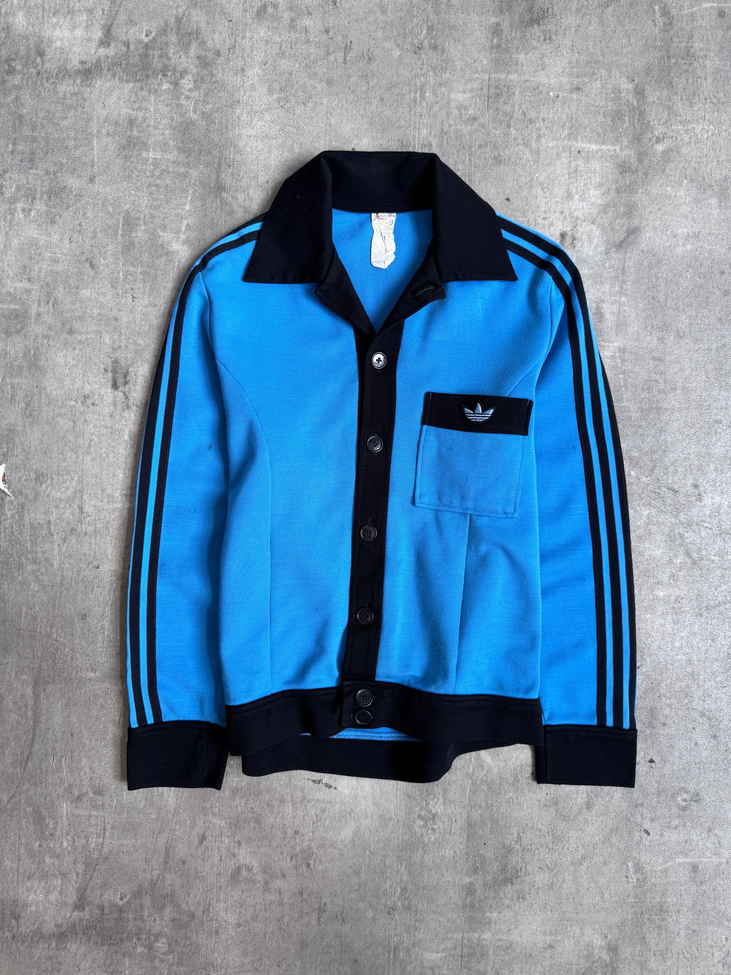1970s Adidas Blue Button Up Jacket | Medium, Multicoloured
