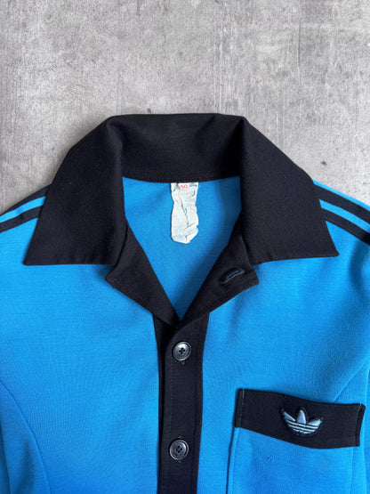 1970s Adidas Blue Button Up Jacket | Medium, Multicoloured
