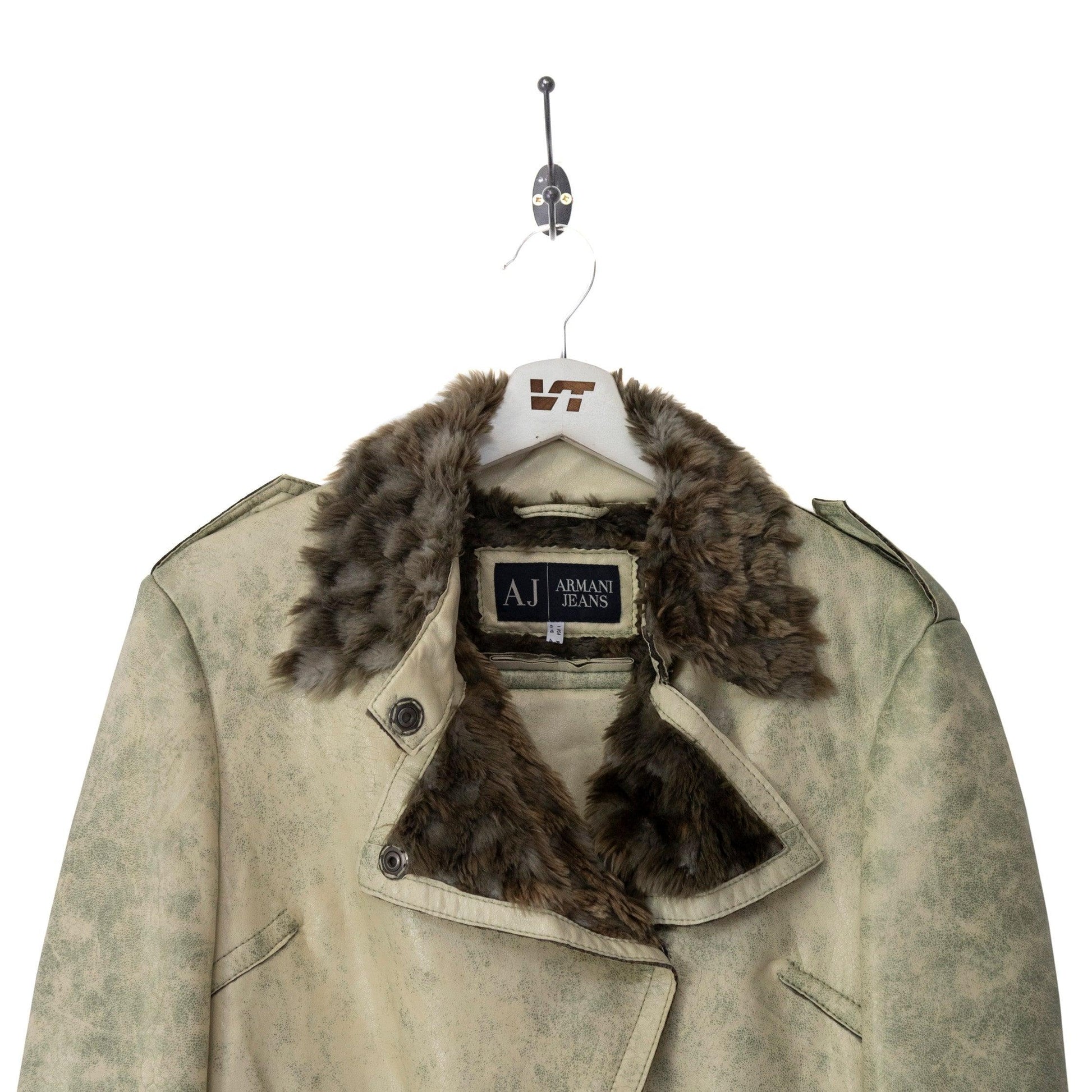 Armani Jean Faux Fur Collar Leather Jacket - Known Source
