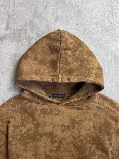 Tete Homme Brown Tie Dyed Full Cotton Hooded Pullover