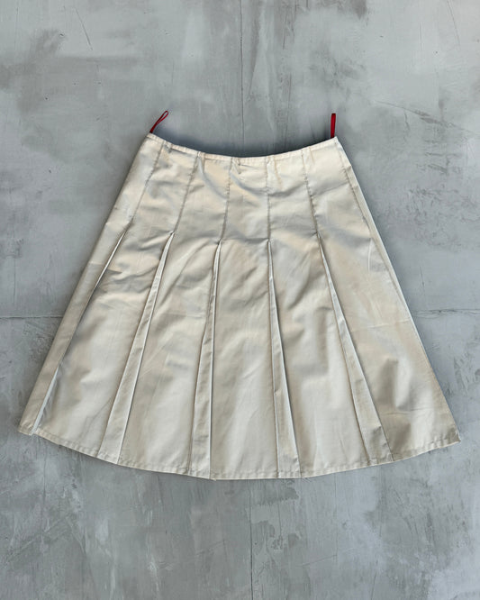 PRADA SPORT NYLON BEIGE PLEATED MIDI SKIRT - M